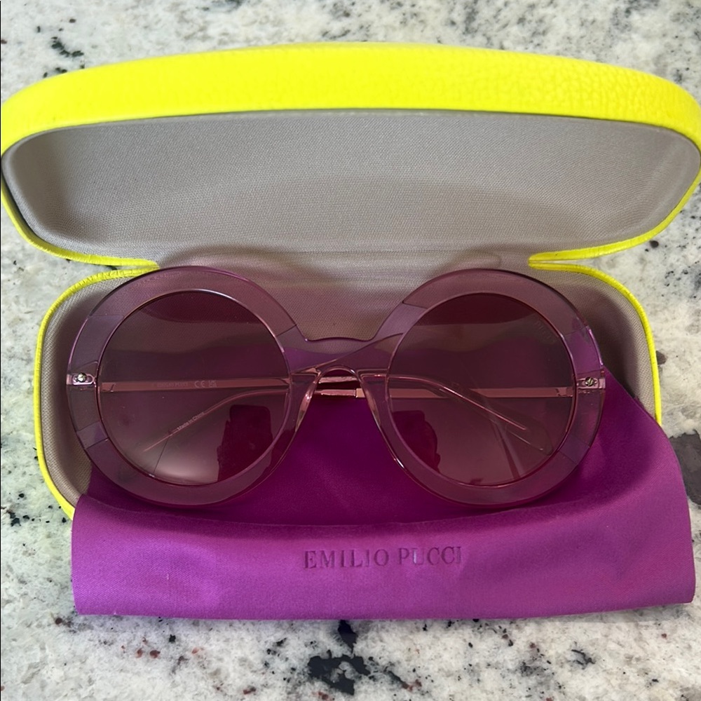 Emilio Pucci Pink Purple Oversized Round Sunglasses